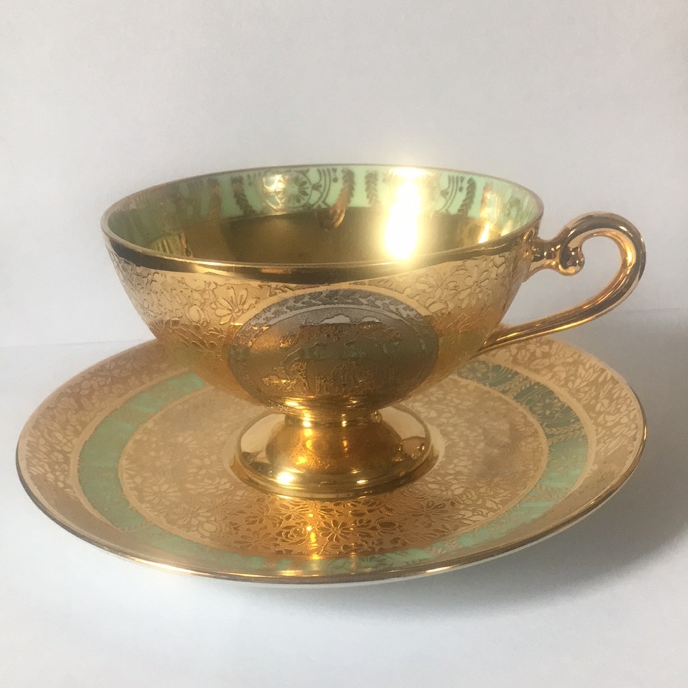Bohemia 24k gold cup with saucer